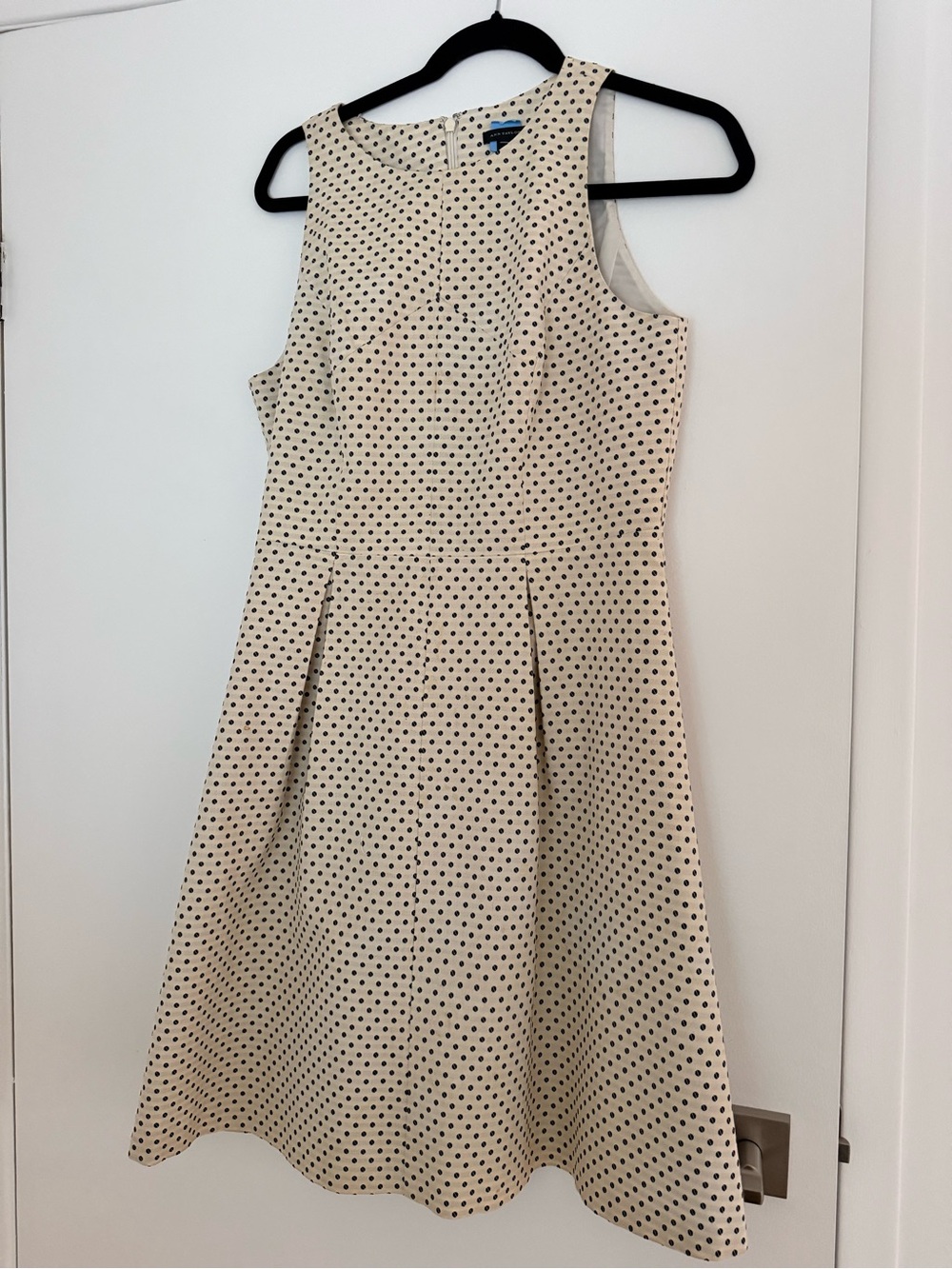 Womens Cream Polka Dot A-Line Dress